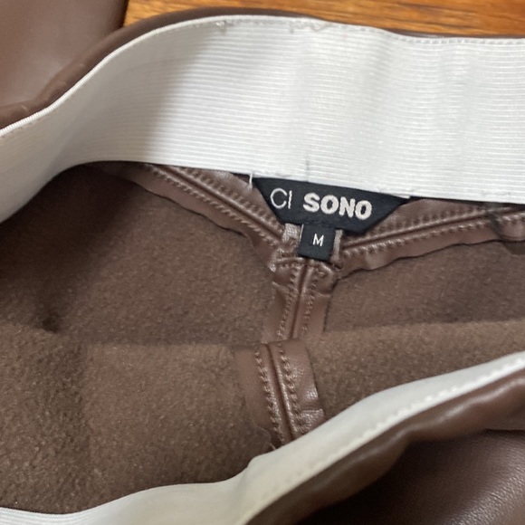 Faux leather legging Ci Sono women’s medium brown high waisted - Picture 2 of 6